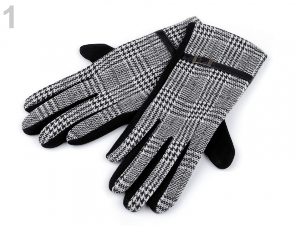 Dámské úpletové rukavice kárované