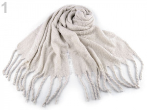 Šála zimní  jednobarevná s dredy 50x185 cm