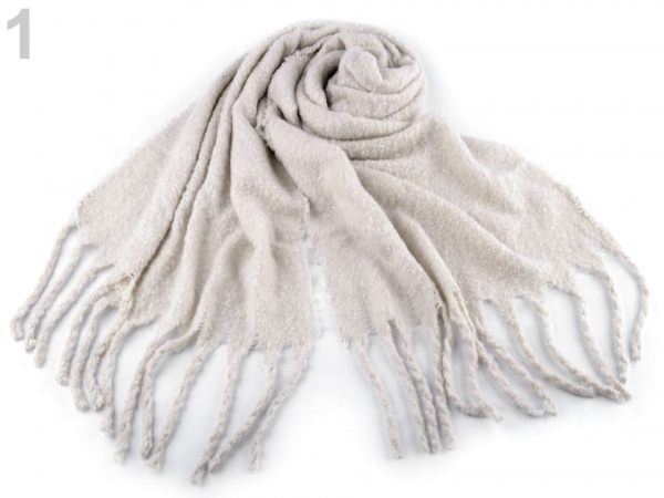 Šála zimní  jednobarevná s dredy 50x185 cm