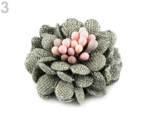 Textilní květ 3D s lurexem Ø25 mm