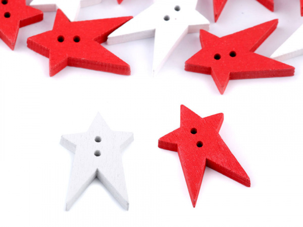 Dřevěný dekorační knoflík hvězda malá