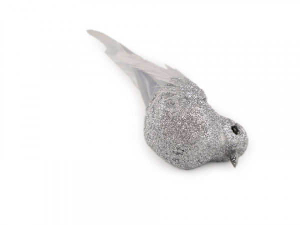 Dekorace vánoční ptáček s glitry 2. jakost