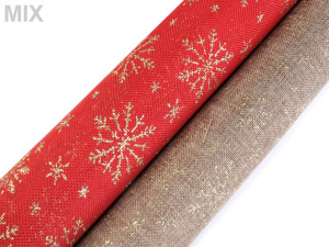 Imitace juty šíře 48 cm vločka s glitry