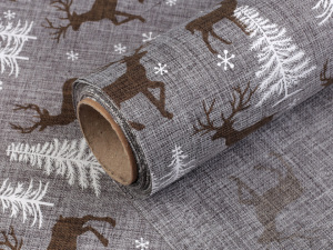 Dekorační metráž šíře 48 cm jelen, stromeček