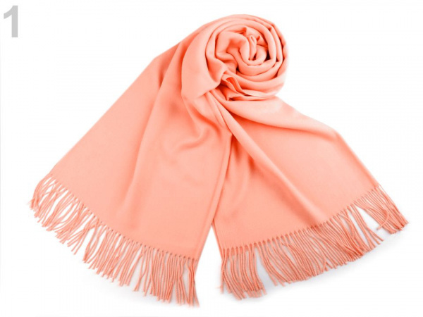 Šátek / šála typu pashmina s třásněmi 65x180 cm