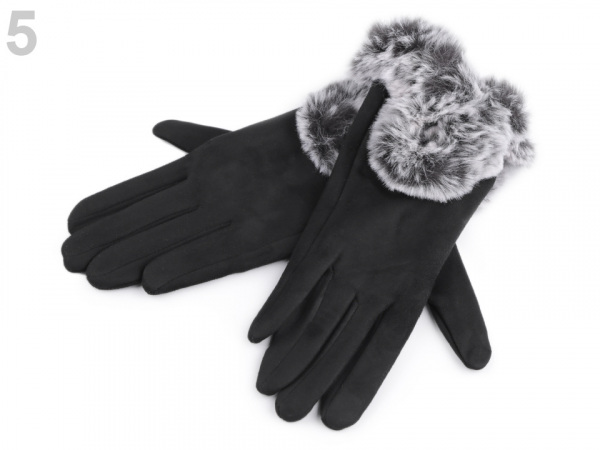 Dámské rukavice s umělou kožešinou