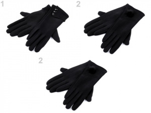 Dámské rukavice s knoflíky, bambulkou