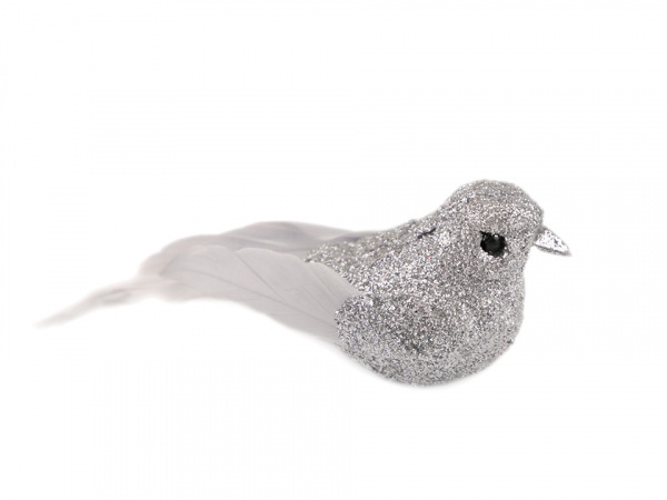 Dekorace vánoční ptáček s glitry 2. jakost