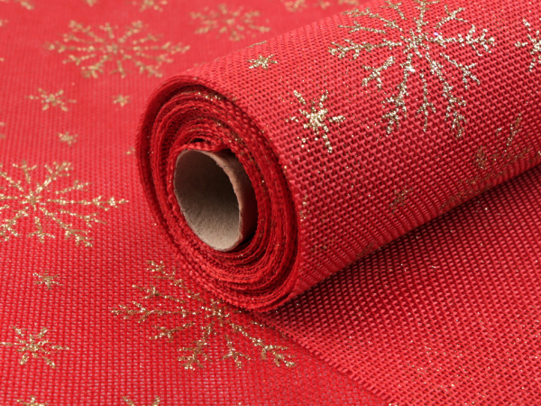 Imitace juty šíře 48 cm vločka s glitry