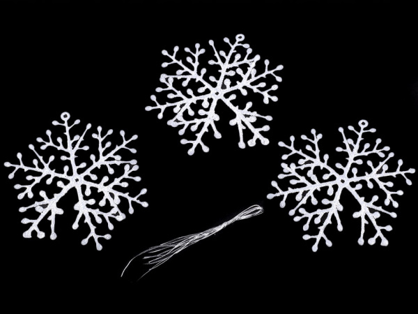 Vločka s glitry k zavěšení Ø8,5 cm menší