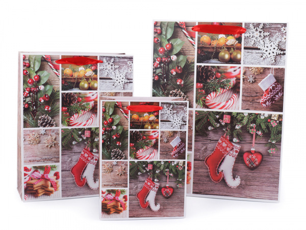 Dárková taška vánoční, sada 3 velikostí