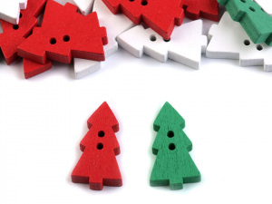 Dřevěný dekorační knoflík stromeček velký