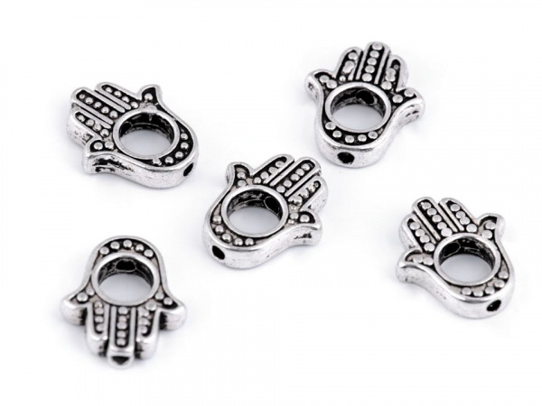 Kovový korálek Hamsa / ruka větší 13x15 mm