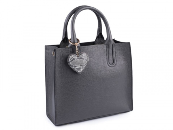 Kožená kabelka s přívěskem - dovoz Itálie 25x28,5 cm