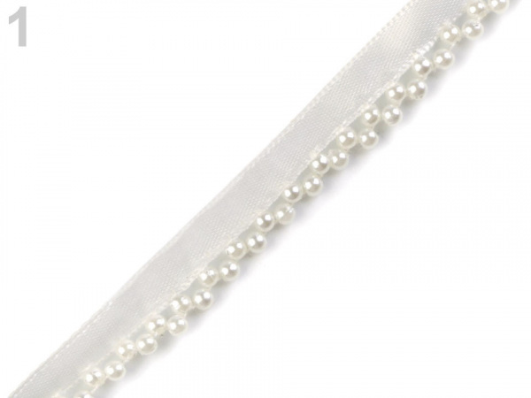 Prýmek / paspulka s perlami šíře 14 mm