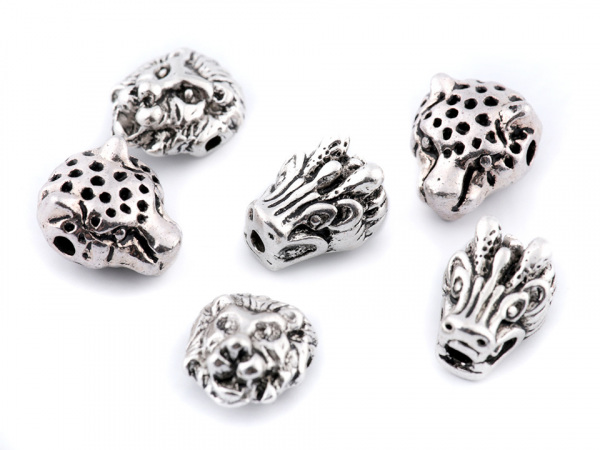 Kovový korálek lev, drak, panter