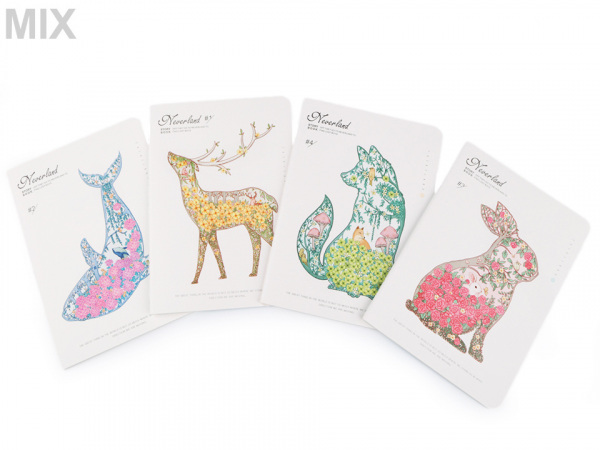 Sešit / zápisník linkovaný velký liška, jelen, zajíc, velryba Languo 18,5x26 cm