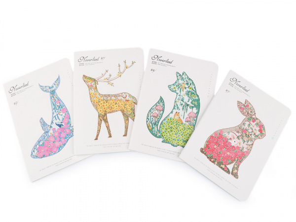 Sešit / zápisník linkovaný velký liška, jelen, zajíc, velryba Languo 18,5x26 cm