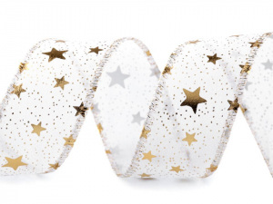 Vánoční stuha hvězdy s drátem šíře 39 mm