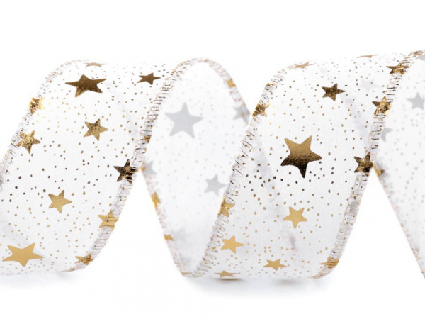 Vánoční stuha hvězdy s drátem šíře 39 mm