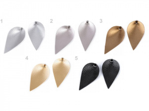 Polotovar list / kapka z eko kůže s kovovým kroužkem, metalický