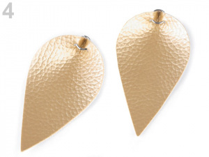 Polotovar list / kapka z eko kůže s kovovým kroužkem, metalický