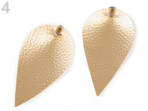 Polotovar list / kapka z eko kůže s kovovým kroužkem, metalický