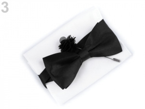 Sada - motýlek, kapesník, ozdoba do klopy