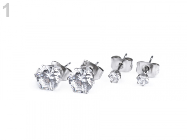 Sada náušnic 2 vel. z nerezové oceli s broušenými kamínky