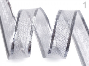 Stuha s lurexem a drátem šíře 25 mm