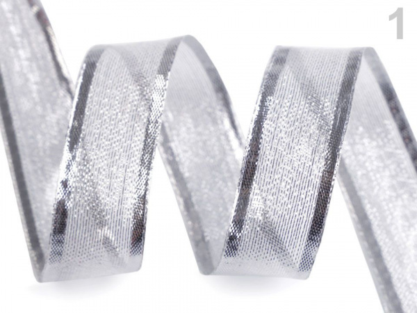 Stuha s lurexem a drátem šíře 25 mm