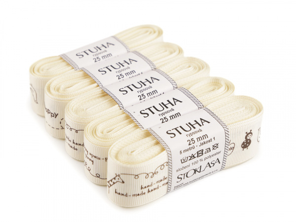 Rypsová stuha Hand made šíře 25 mm