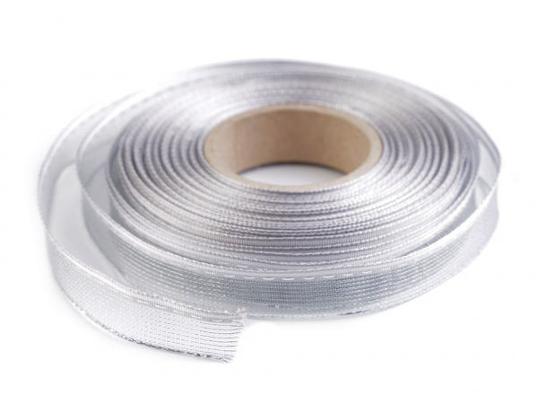 Stuha s lurexem a drátem šíře 15 mm