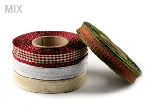 Stuha s lurexem a drátem šíře 15 mm