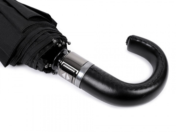 Pánský skládací vystřelovací deštník s koženou rukojetí