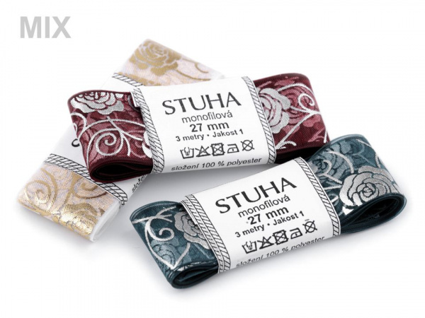 Svatební monofilová stuha růže šíře 27 mm