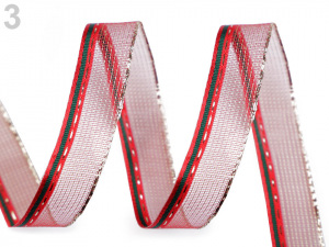 Stuha s lurexem a drátem šíře 15 mm