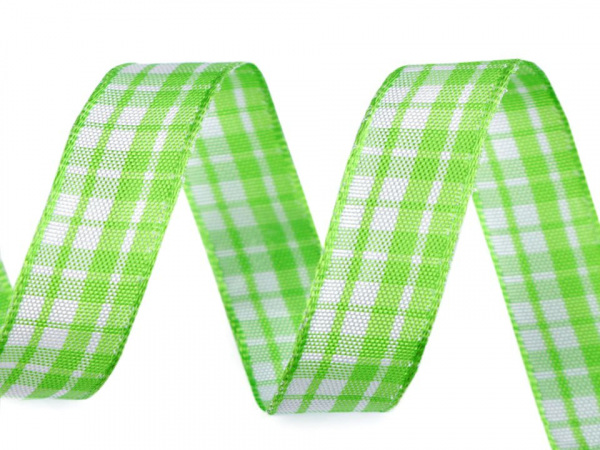 Károvaná stuha s drátem šíře 15 mm