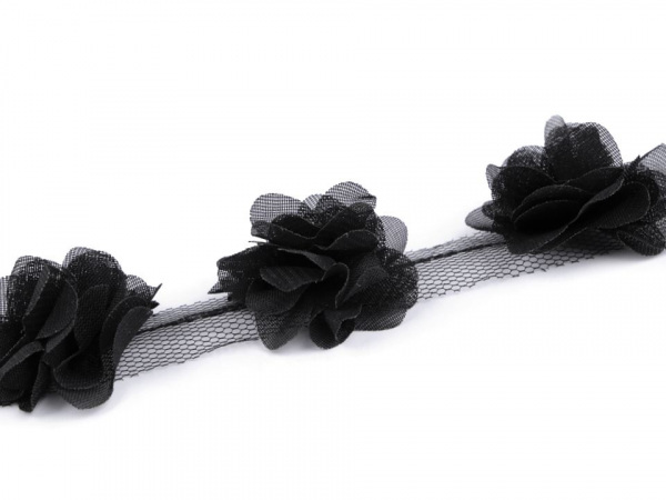 Prýmek květ na tylu šíře 40 mm