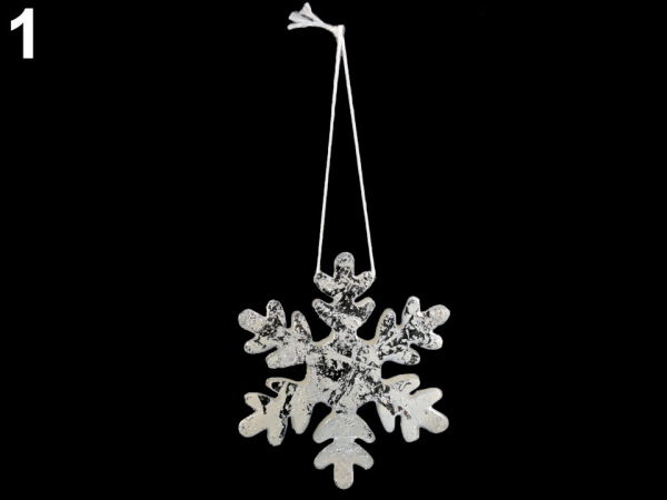 Kovová dekorace 3D vločky Ø7,4 cm