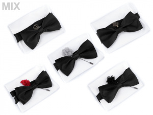 Sada - motýlek, kapesník, ozdoba do klopy