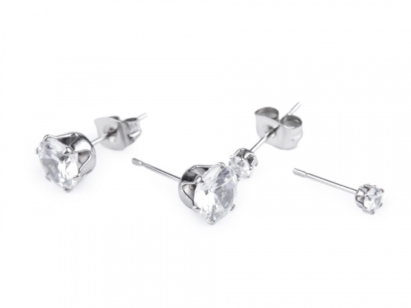 Sada náušnic 2 vel. z nerezové oceli s broušenými kamínky