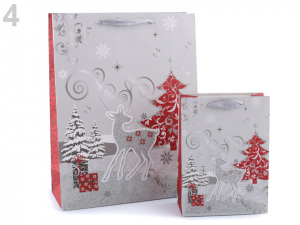 Dárková taška vánoční s glitry, sada 2 velikostí