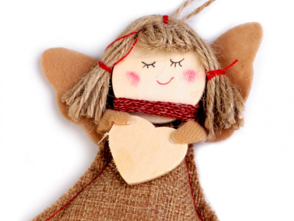 Jutová dekorace anděl