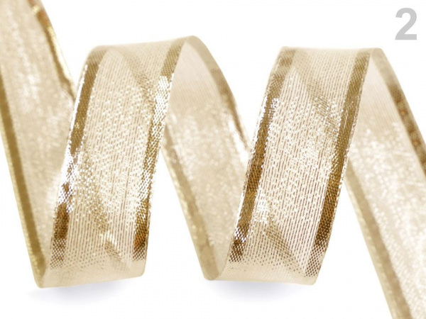 Stuha s lurexem a drátem šíře 25 mm
