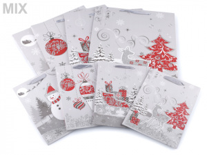 Dárková taška vánoční s glitry, sada 2 velikostí