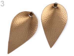 Polotovar list / kapka z eko kůže s kovovým kroužkem, metalický