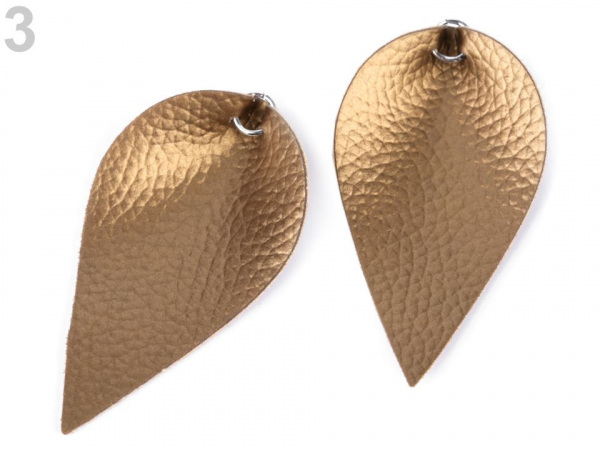 Polotovar list / kapka z eko kůže s kovovým kroužkem, metalický