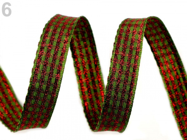 Stuha s lurexem a drátem šíře 15 mm