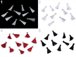 Mini střapec s očkem délka 12 mm s lurexem